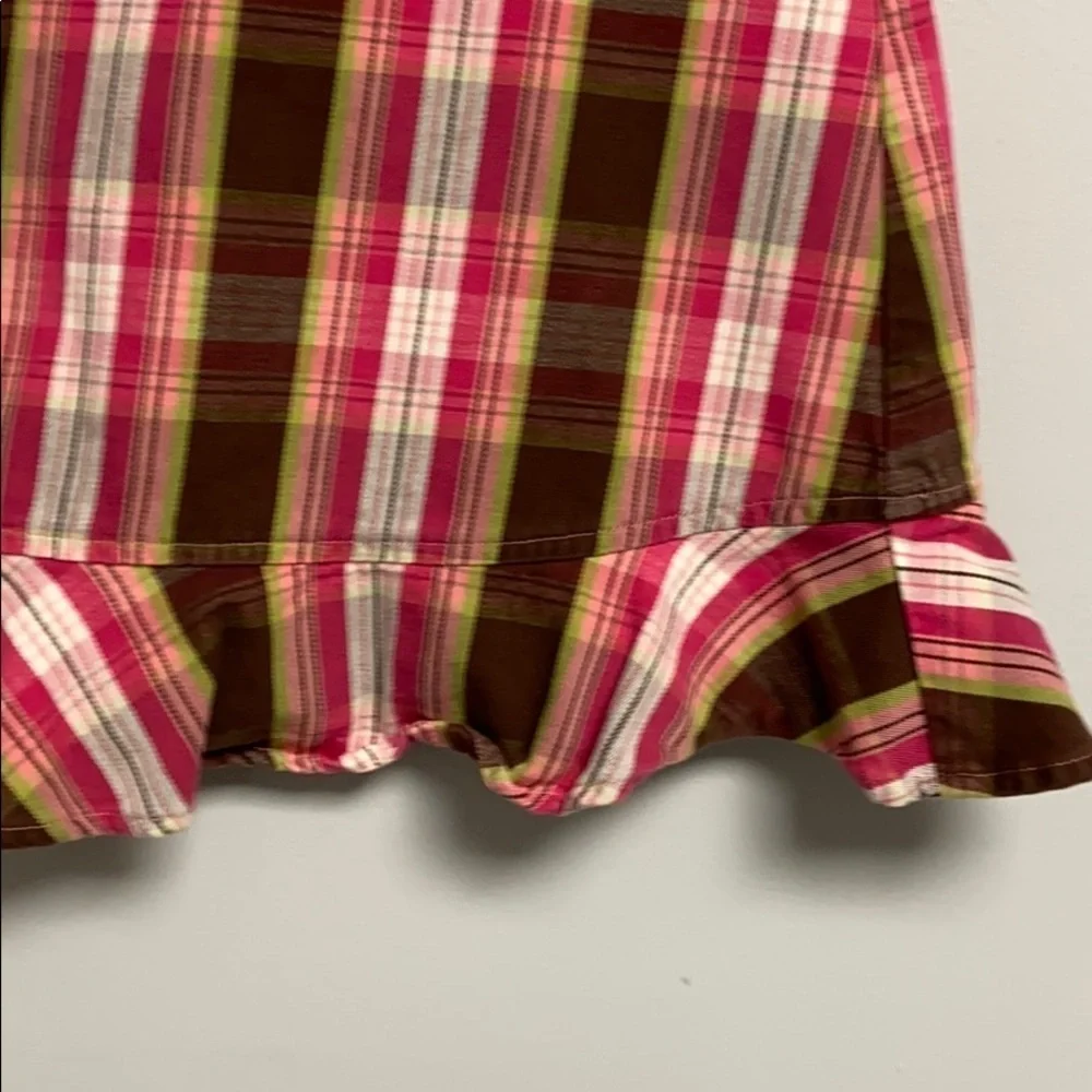 Gymboree Girls  jumper /  dress pink & brown plaid, lined (not this dark) 5